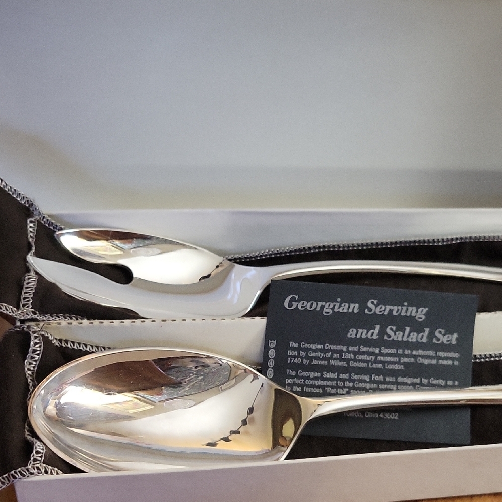 Classic Silver Serving Spoon and Fork Set
